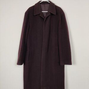 Hugo Boss Men's 100% Wool Burgundy Purple Pea Coat Size Medium Quiet Luxury